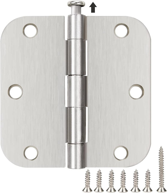 42 Pack Rounded Door Hinges Brushed Nickel 3.5 Inch Interior 5/8" 3-1/2" Flat Iron Hinge Hardware House Bifold Table Farmhouse Bedroom Office Living Room Decor 3 ½" Heavy Metal Accessories for Doors