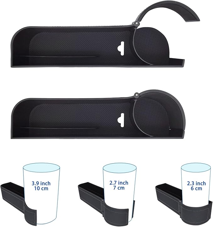 Car Seat Gap Filler Organizer,Multifunctional Car Seat Organizer, Auto Console Side Storage Box with Cup Holders 2 Seat Hooks for Drink, Car Organizer Front Seat for Holding Phone (Black style 2)