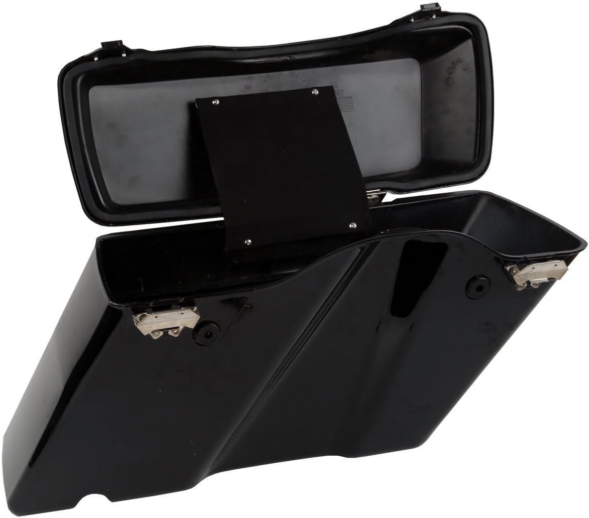 XFMT Gloss Black Hard Saddle bags Trunk w/Lid Latch & Key+Saddlebag Conversion Brackets Mounts For Harley Davidson Softail 1994-2013