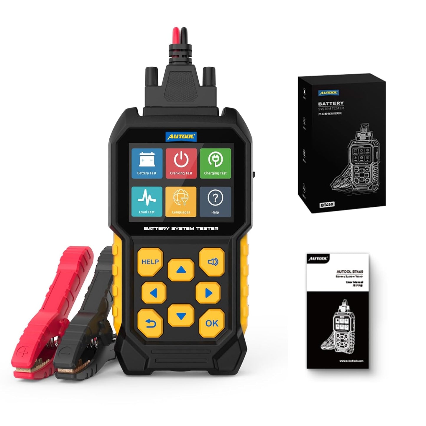 Automotive Battery Load Tester 12V/24V 100-2400 CCA Car Battery Analyzer Charging Cranking System Tester for Heavy Duty Trucks Motorcycle ATV SUV Boat Yacht