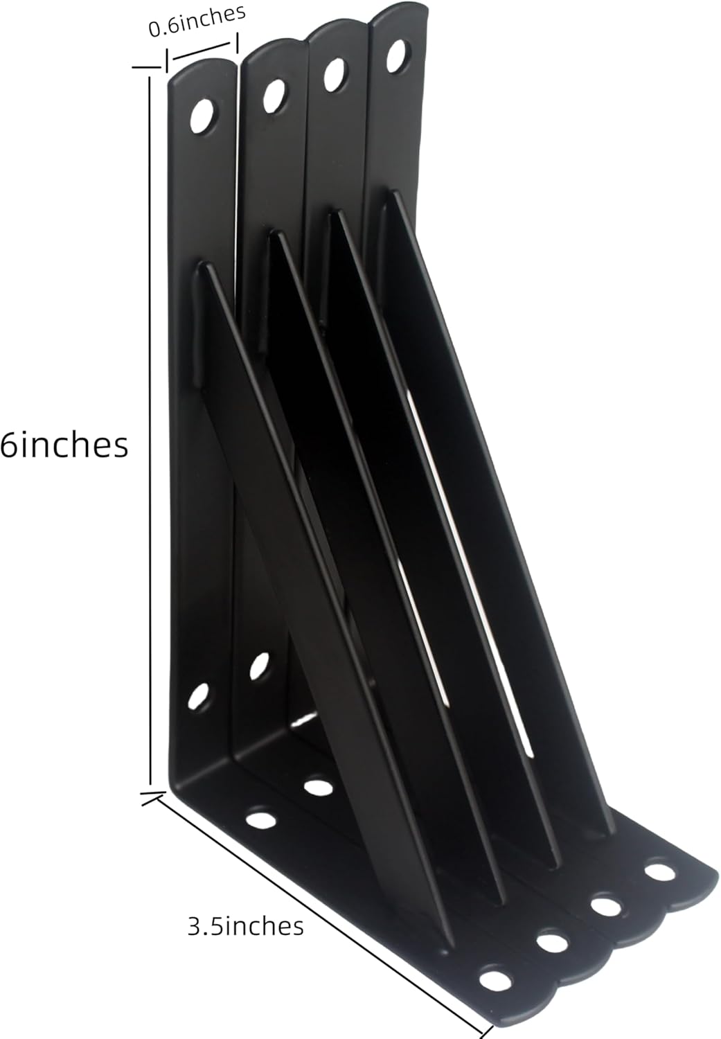 8 Pack L6 x H 3.5" Black Heavy Duty Shelf Brackets with Screws Metal Shelf Brackets Shelf Support Angle Brackets for Shelves L Brackets Heavy Duty Floating Shelf