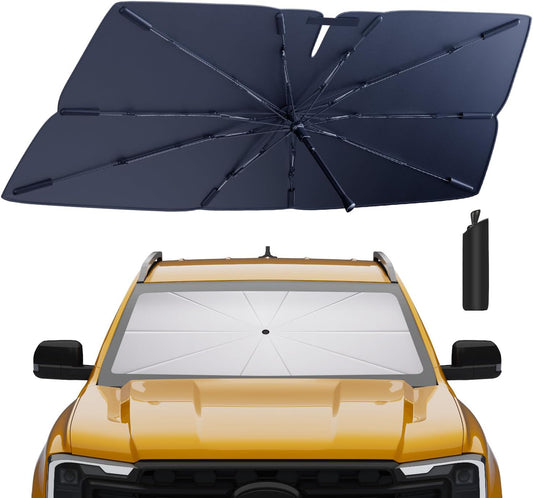 Windshield Sun Shade Umbrella: for Ford Ranger-2019-2024 2025-4-Layers Front Custom Car Window Shades - Foldable Ranger Sunshades Block UV Keep Cool