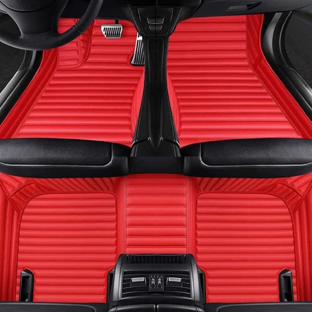 Customized Personalized car Floor mats, All-Weather Luxury car Floor mats, Waterproof and Anti Slip Leather car Floor mat Lining, 95% Customized car, Truck, and SUV Floor mats (Red Stripes)