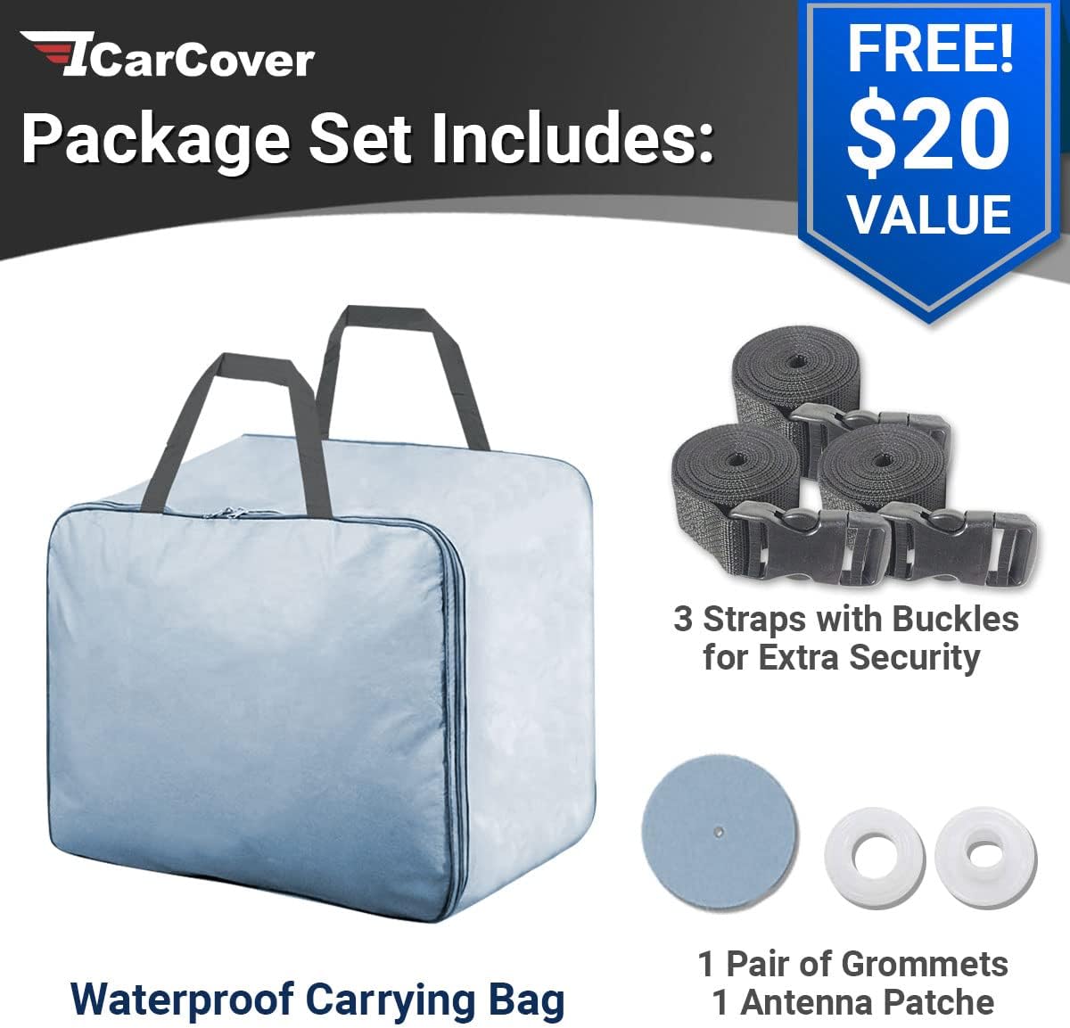 iCarCover Premium Car Cover for 1993-2002 Chevy Camaro STD, Z28, SS Heavy Duty Waterproof All Weather Automobiles Custom Fit Indoor Outdoor UV Snow Protection Covers with Straps and Bag