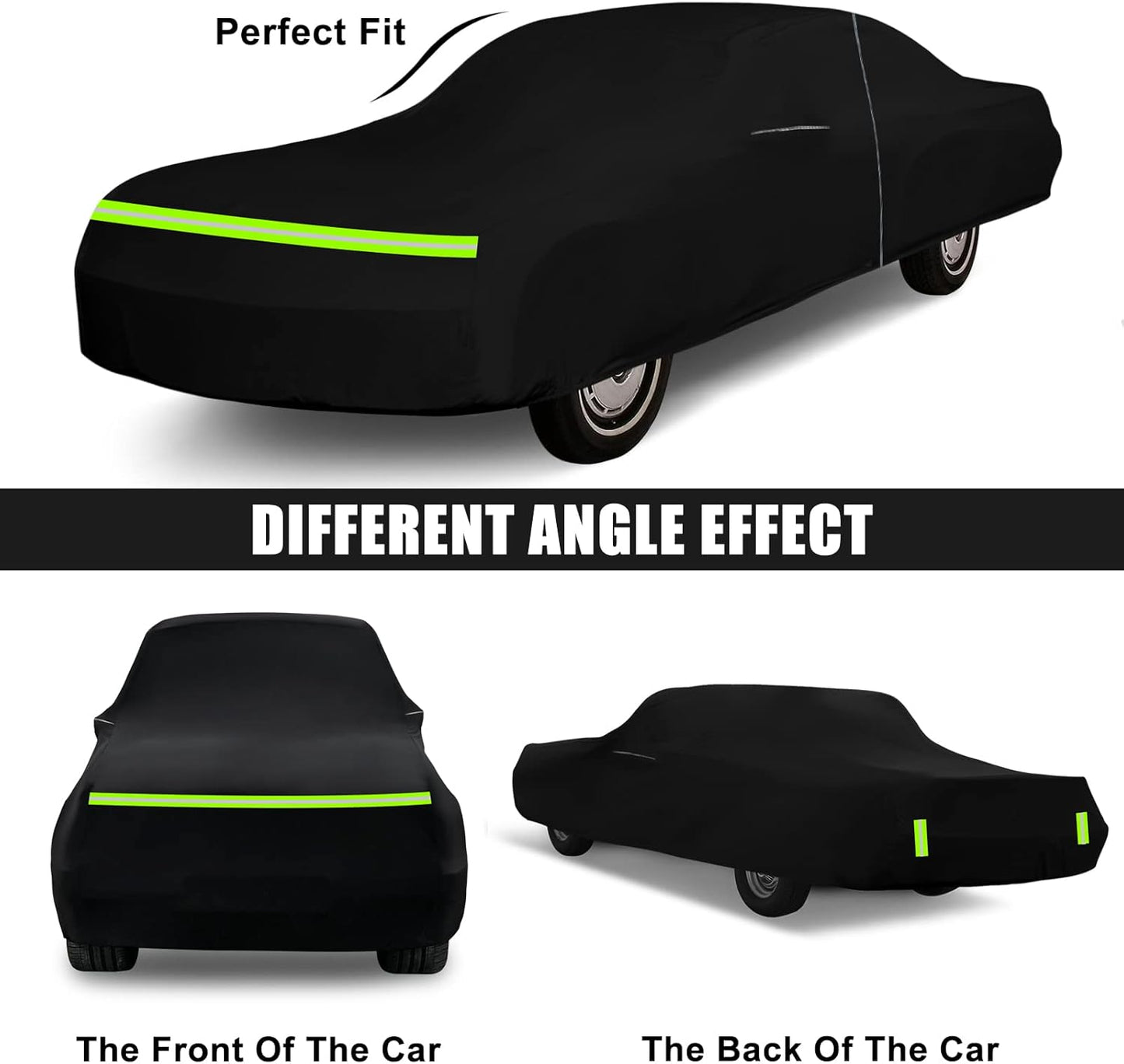 Waterproof Car Cover Compatible with Chevrolet Impala/Bel Air/Biscayne 1971-1976 2 & 4-Door Sedan/Couple/Hardtop 210T All Weather Classic Car Covers with Zipper Door for Snow Rain Protection