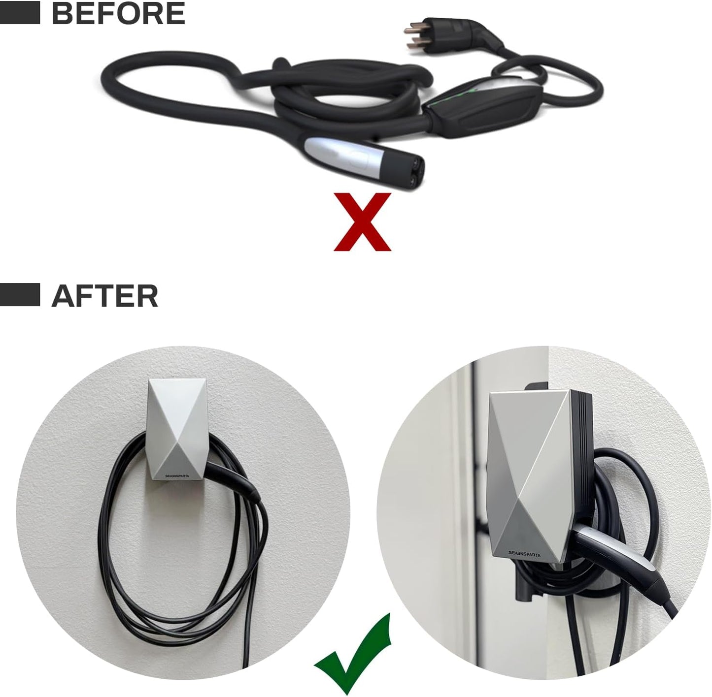 Upgraded Aluminum Charging Cable Holder with Chassis Bracket Compatible with Tesla Cybertruck Model 3 Model Y Model X Model S Charger Cable Organizer Accessories for Wall Connector,Improved Slot