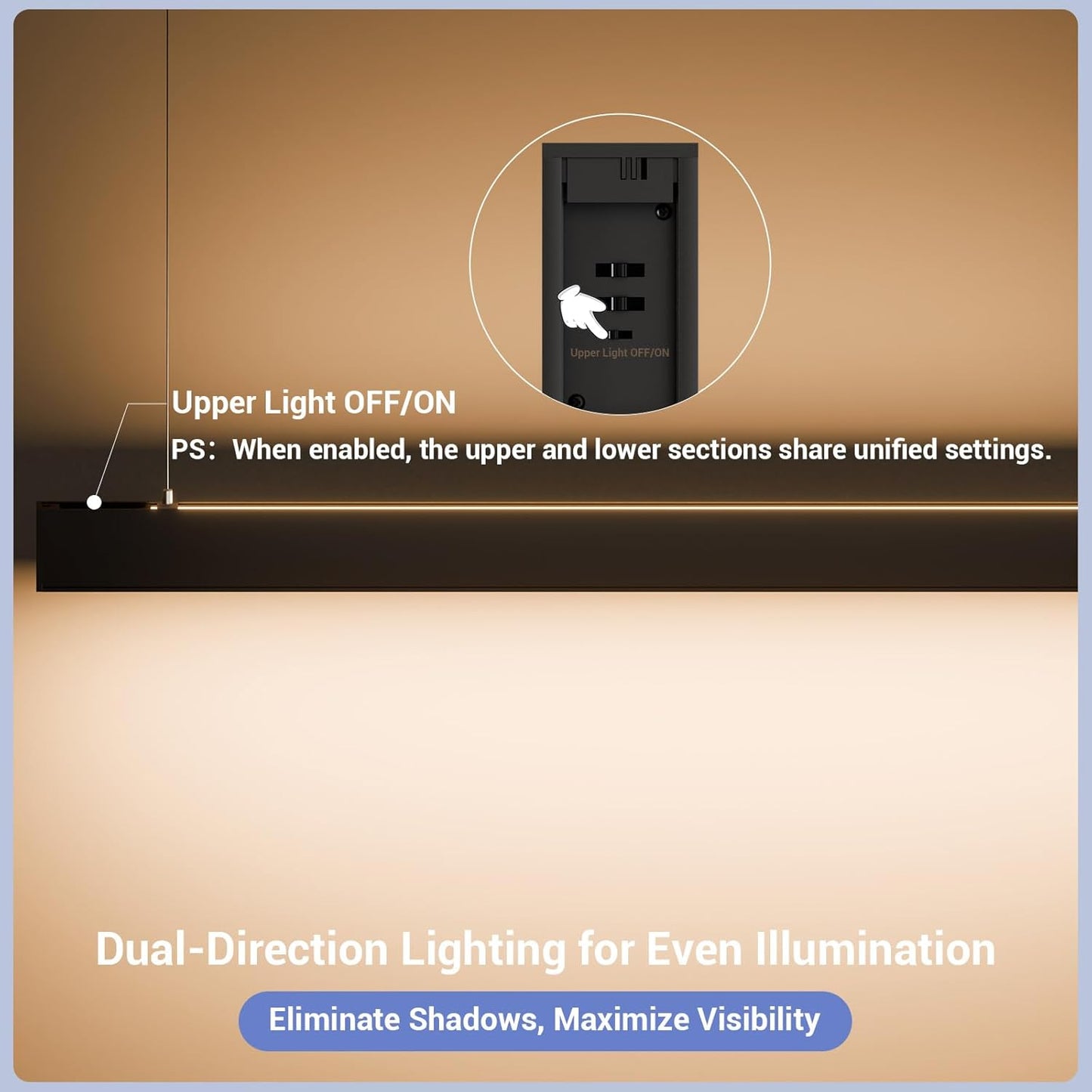 8FT LED Linear Light,100/90/80/70/60W Up and Down Light, 3000/4000/5000K CCT,Commercial And Residential Linear Lights Fixture for Office,Pendant Lights for Home,Shop,Garage,Basement,School-2Pack