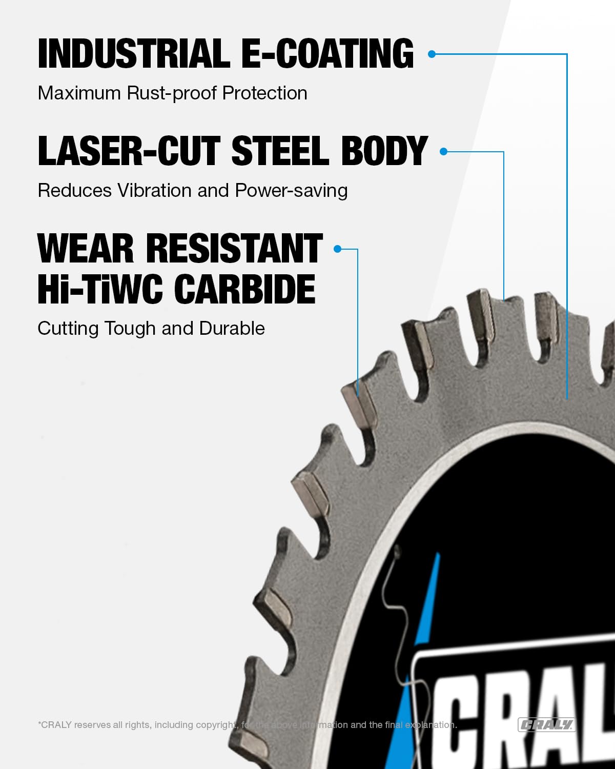 CRALY 5-3/8 Inch 30 Teeth Steel and Ferrous Metal Cutting Circular Saw Blade, 20 mm Arbor, Thin Kerf, Professional Carbide Tipped Blade for Angle Iron, Threaded Rod, EMT Conduit, 3-Pack(C0530MC-3)
