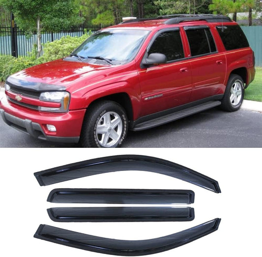94240 Side Window Wind Deflector,4pc Outside Mount Style Nice Sun Rain Guards Set,Window Visor fit for 2002-2006 Chevy Trailblazer EXT