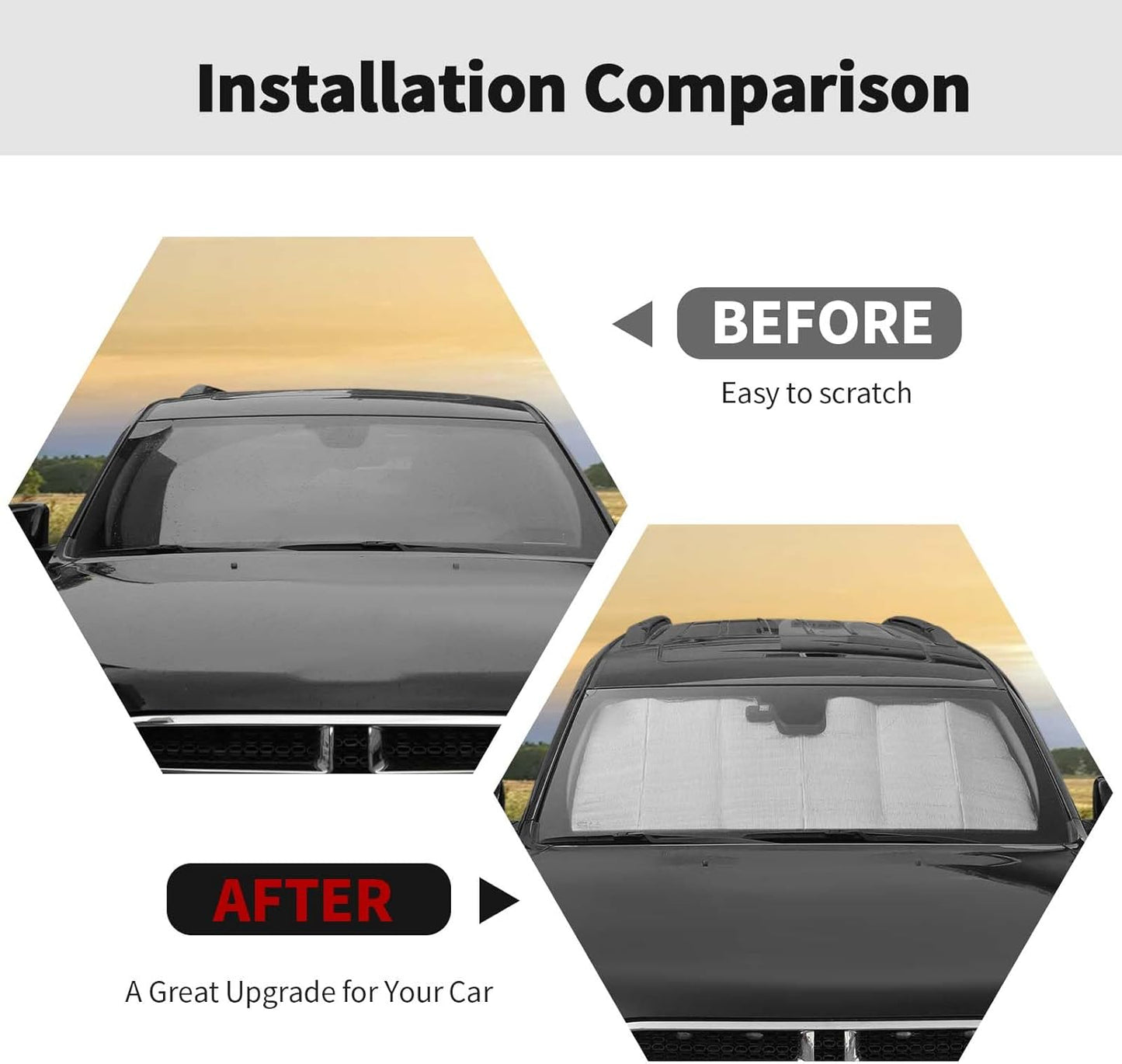 RT-TCZ Windshield Sunshade Sun Shade Heat Shield Window Sun Visor Mat for Dodge Durango 2011-2024,Silver