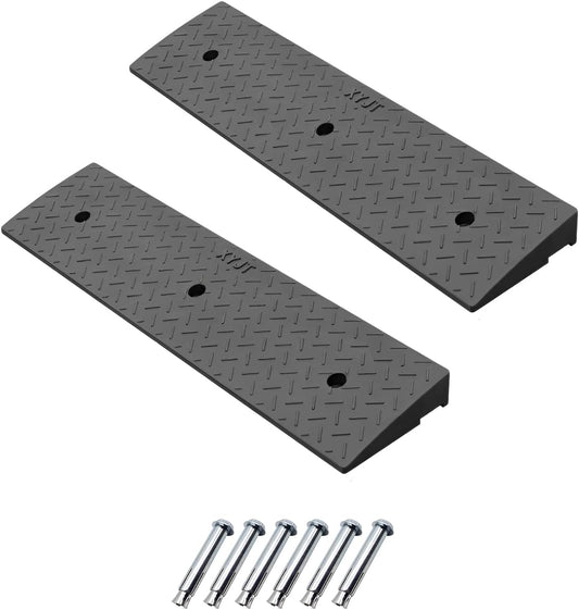 2 Pack 1.2'' Rise Rubber Curb Ramp Heavy Duty Loading Rubber Curb Ramps 3 Tons Driveway Ramp Car Slope Ramp for Loading Dock Bike Vehicle Warehouse Sidewalk Wheelchair (1.2" H)