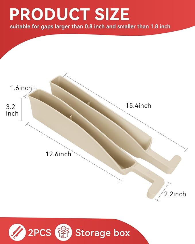 Car Seat Gap Filler, Seat Gap Organizer with Phone Holder, Car Seat Accessories, Car Organizer Fit SUV Truck-2PCS Beige