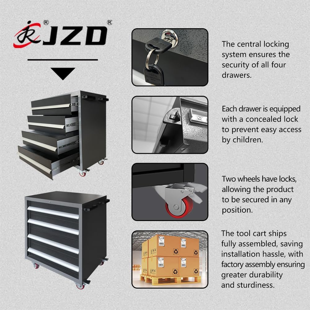JZD Metal Tool Storage Cabinet Set, Pro Tool Organization System for Garage, Wall Mounting Not Necessary