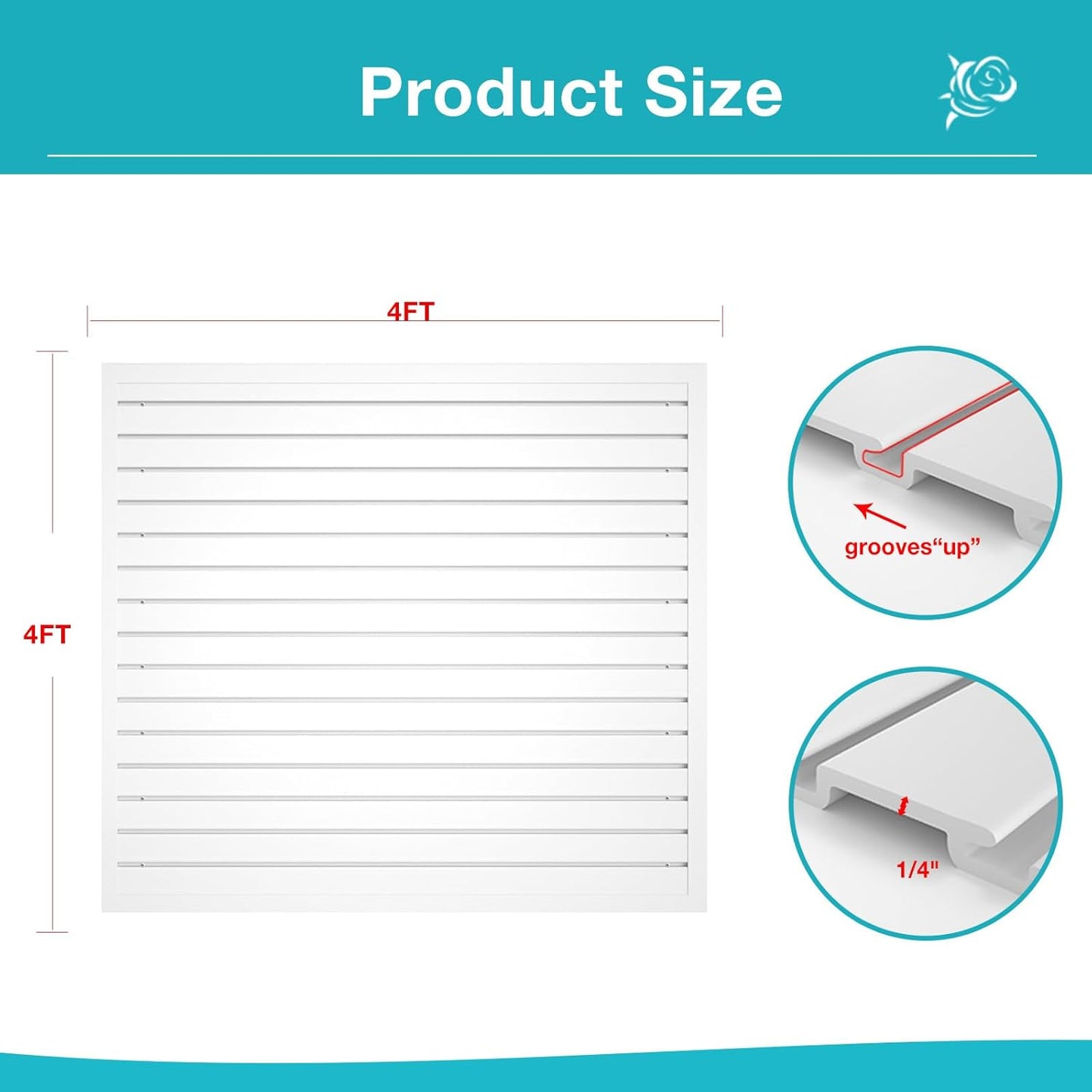 NeatiEase Slatwall Panel Wall Storage Systems, 4 x 4ft Slat Wall Paneling Garage Wall Organizer, Heavy Duty Wall Mounted PVC Wall Rack (White)