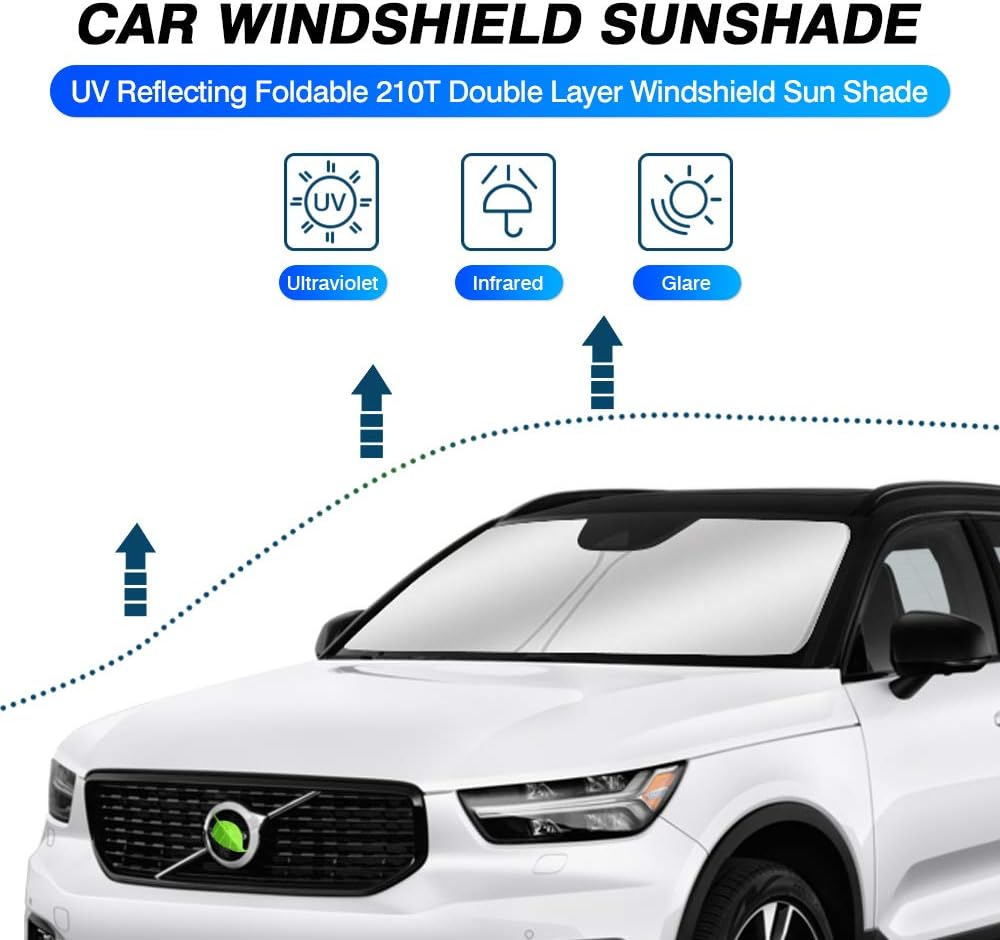 KUST Windshield Sun Shade for 2019-2025 2026 Volvo XC40 Accessories Sunshade Sun Visor Protector Foldable Blocks UV Rays Keep Your Car Cooler