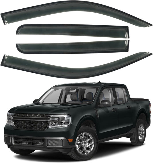 4PCS Window Rain Guards Fit for 2022 2023 2024 2025 Ford Maverick XL XLT Lariat, Smoke Tinted Side Window Visors Wind Deflectors, Outside Mount Side Vent Shades Shields