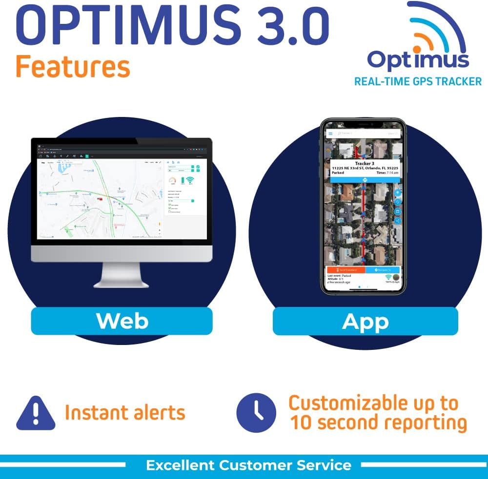 Optimus 3.0 GPS Tracker - 1 Month Battery - 4G LTE - for Vehicles and Assets – Real-Time GPS Tracking Device – Instant Alerts