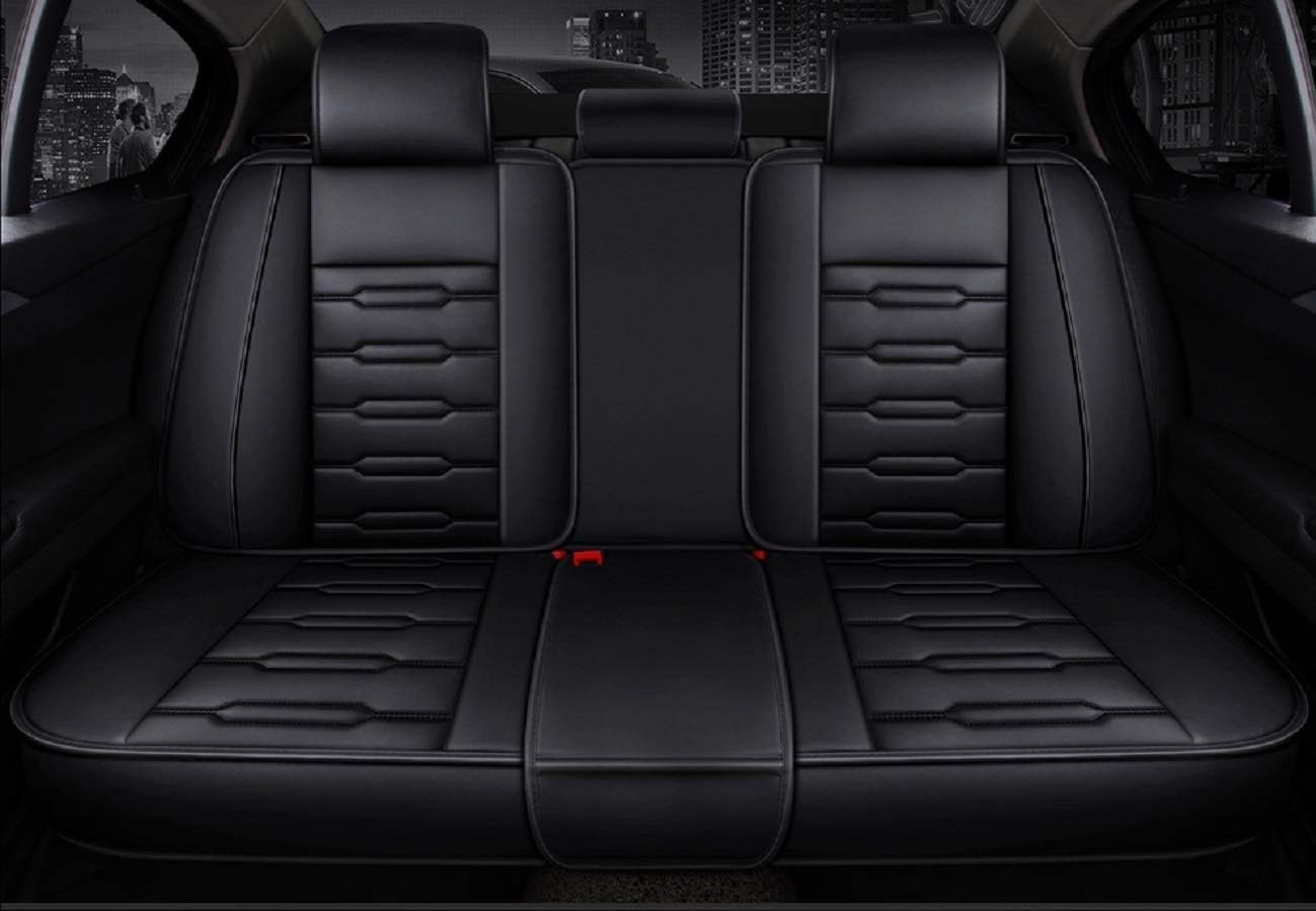 Seat Covers Full Set, Waterproof Leather Seat Covers for Cars, 5 Seats Universal Car Seat Protectors, Black Car Seat Covers Car Seat Cushions Fit for Most Cars (Black)