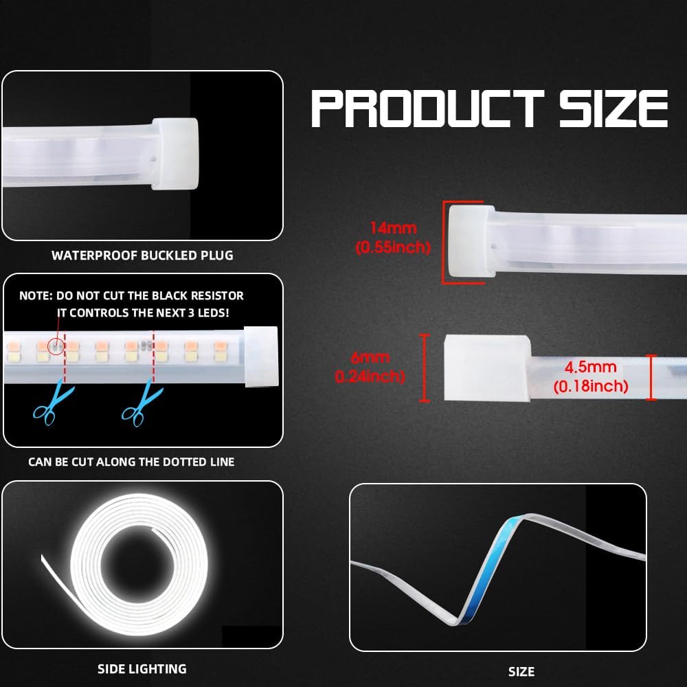 Upgrade Dynamic Flowing Car LED Trunk Light Strip, 158Inch Universal Flexible Cutting Silicone Waterproof Neon Lights Strip, 12V Interior Ambient Lighting for Cars SUVs(Blue)