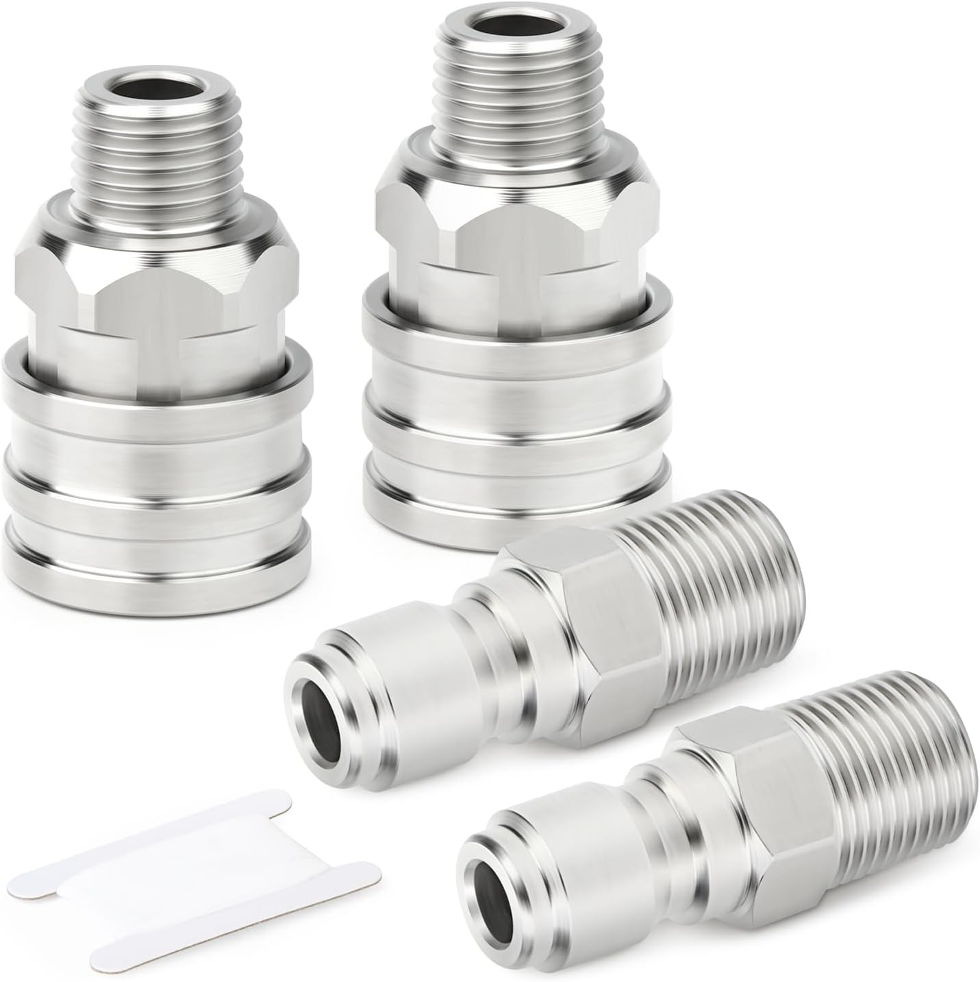 TAISHER 4PCS 304 Stainless Steel Pressure Washer Adapter Kit, Quick Connect Fittings，1/4" Male