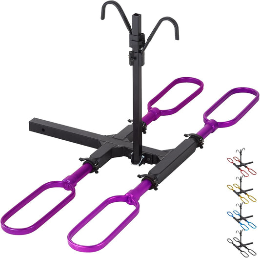 Ebike Rack for Tow Hitch, Ebike Carrier Hitch Mount 2 Bike, Electric Bike Rack for Car Hitch with 2-Inch Receiver (2 Bike - 200 Lbs Cap - Purple)