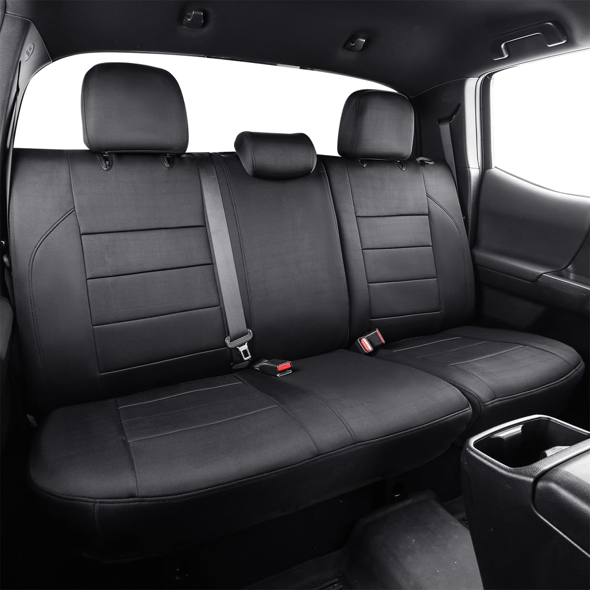 EKR Tacoma Back Seat Covers Custom for Select Toyota Tacoma (Hybrid) 2024 2025 Double cab TRD Sport,TRD Off-Road,Limited,Trailhunter- Second Row Only,Neoprene (Black)