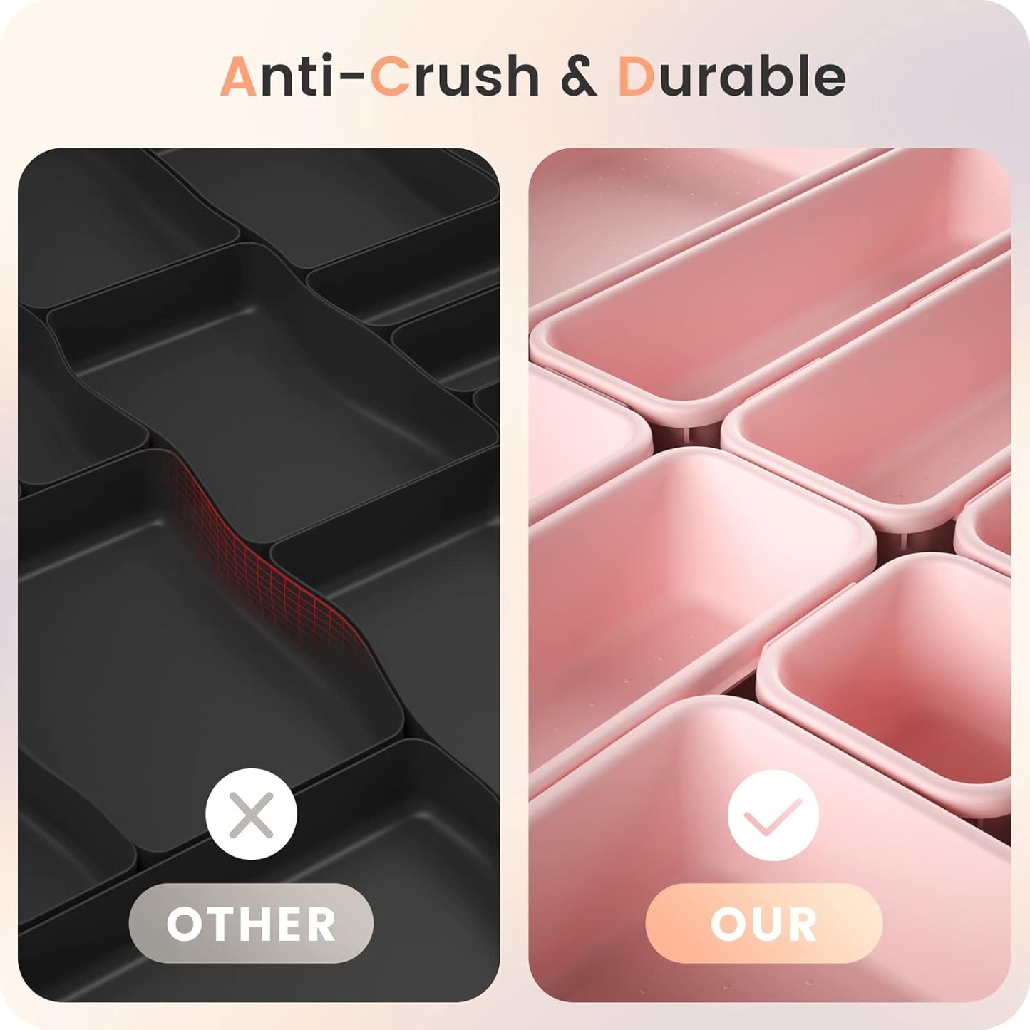 A-LuGei 【𝟰𝟮𝗣𝗖𝗦】【Pink】 Tool Box Organizer Tray Divider Set, Desk Drawer Organizer, Garage Organization and Storage Toolbox Accessories for Rolling Tool Chest Cart Cabinet Work Bench Small Parts