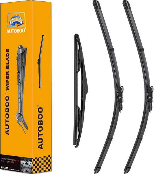 AUTOBOO 28"+28" Windshield Wipers with 12 Inch Rear Wiper Blade Replacement for Ford Focus 2012 2013 2014 2015 2016 2017 2018 -Original Factory Quality (Pack of 3)