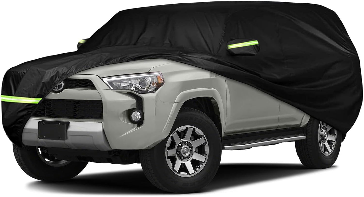 Waterproof Car Cover Compatible with 2002-2025 Toyota 4Runner, 210T Polyester with Cotton Liner Car Covers with Zipper Door Reflective Strips Lock for Snow Rain Sun Dust Protection