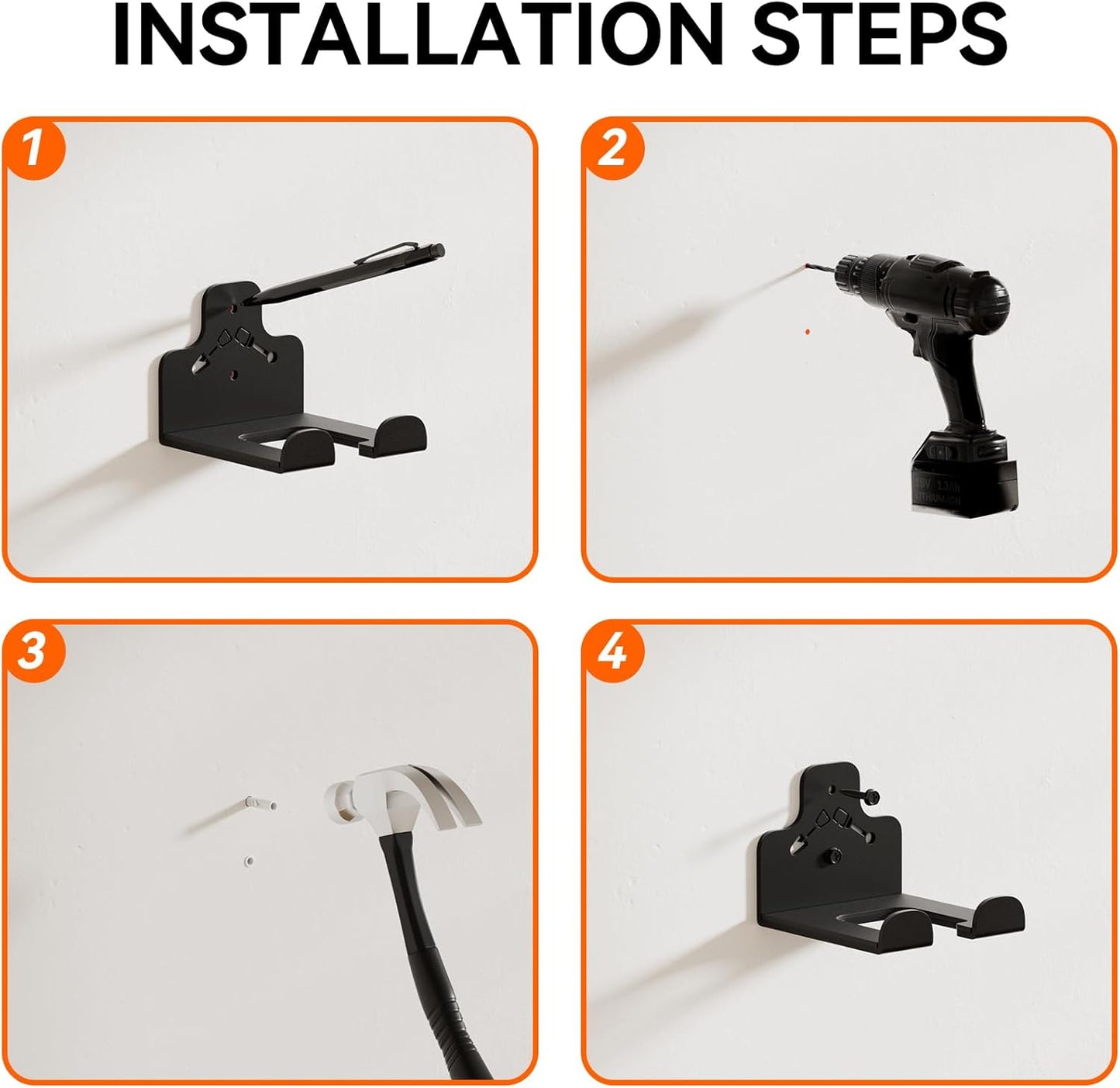 Garage Organization Storage Trimmer Rack, Garden Power Tool Hanger for Grass Trimmer, Hedge Trimmer, Garden Tools, Heavy Duty Weed Whackers Holder Wall Mounted Tool Organizer, 2 Packs