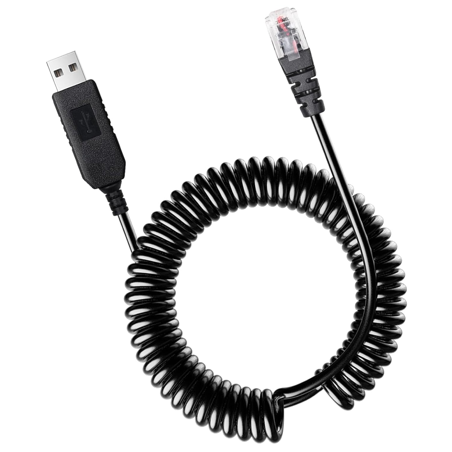 Radar Detector Colied Cable with USB to RJ11 Plug Cable 5V-12V Power Cable Compatible with Escort Uniden Radenso XP Beltronics Cobra Whistler 9.8FT Powered for 12V Radar Detectors