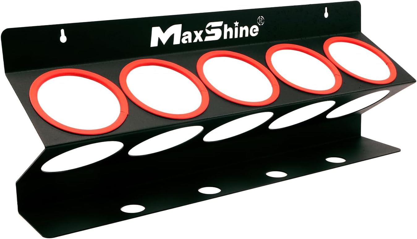 Maxshine Universal Detailing Spray Bottle Holder - Mobile Detailing & Car Garage Organizer, Holds 5 Sprayers (16/32oz) with 4 Small Holes, Lightweight Design, Easy Wall Mounting (Set 6)