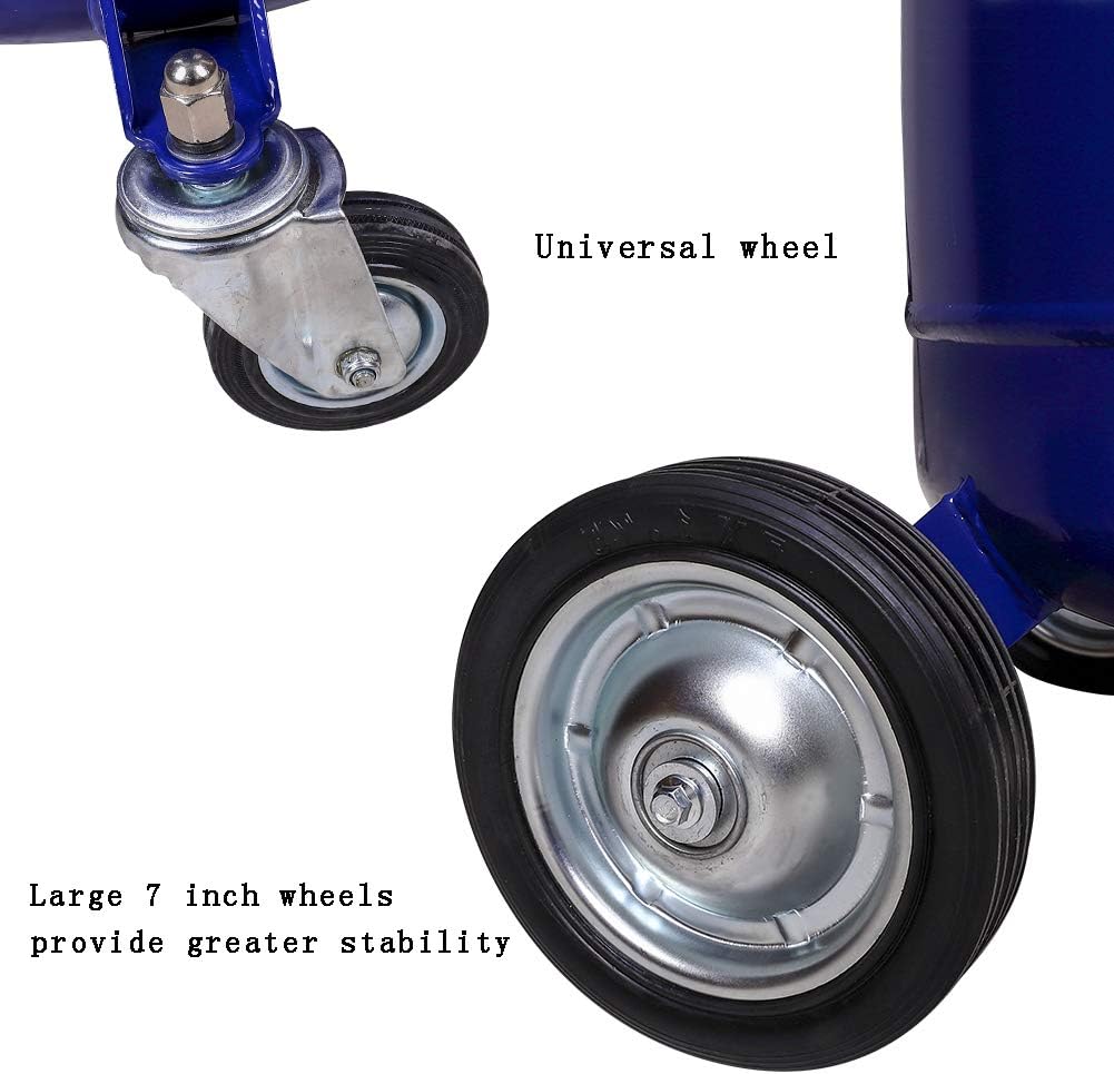 redsun 30 Gallon Waste Oil Drain Tank, Air Operated Oil Drain Container for Quick Fluid Change, Adjustable Funnel Height (53"-80") with Wheels – for Waste Oil Removal in Auto Shops, Garages