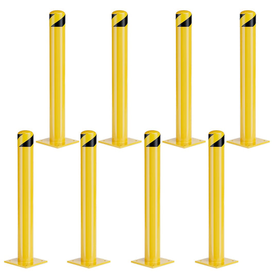 Safety Bollard Post, 36 Inch Height Steel Bollards, 4.5 Inch Diameter Parking Bollard, Yellow Powder Coated Safety Parking Barrier Post, for Traffic Sensitive Areas,8P