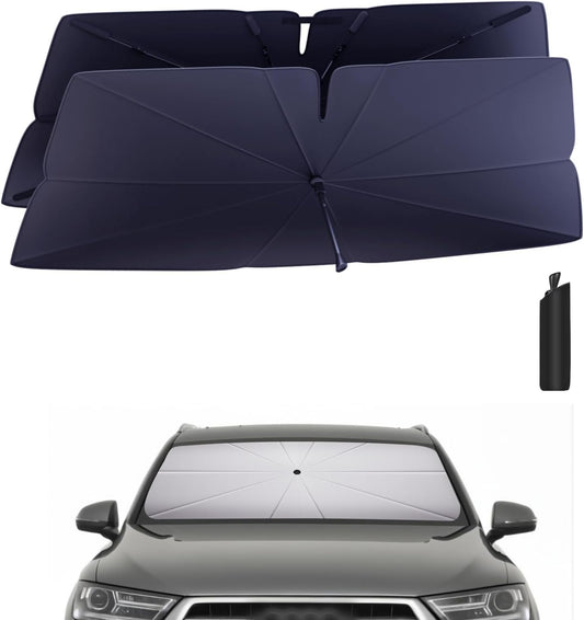Windshield Sun Shade Umbrella: Custom Fit for 2020-2024 Audi Q7 Premium, Premium Plus, Prestige, TFSI, SQ7 (Type 4M, Facelift) - Double Thickened Foldable Front Window Sunshade, UV & Heat Protection