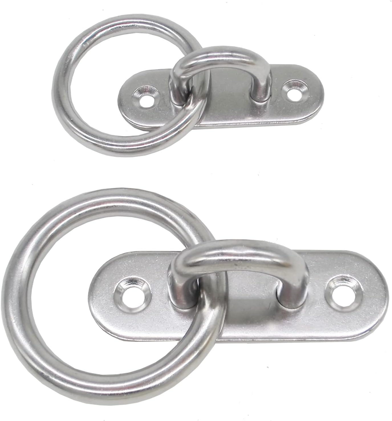 Stainless Steel Ceiling Hooks & Wall Hangers with Rings - Heavy Duty M8 Screw Mount, Rust-Proof Anchor Straps for Garage, Outdoor, Storage (4-Pack)