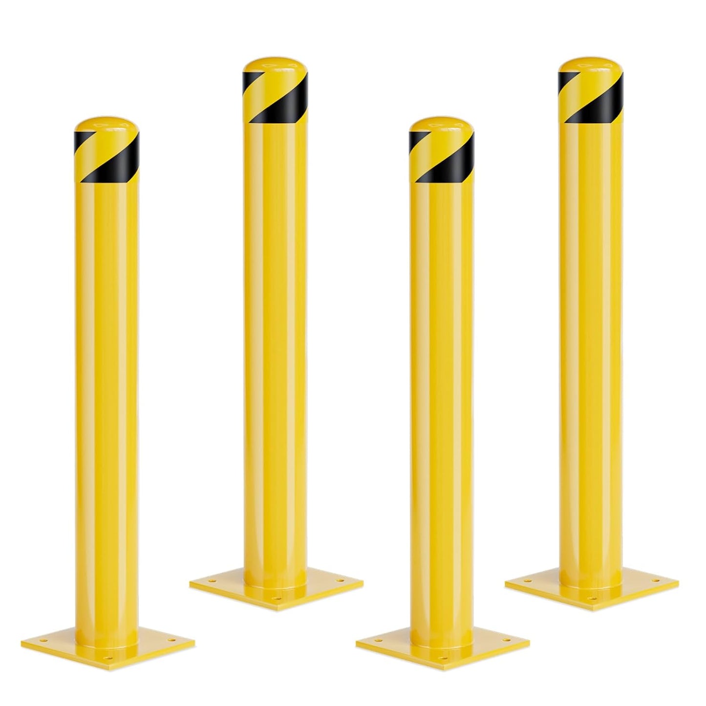 Safety Bollard Post, 42 Inch Height Steel Bollards, 4.5 Inch Diameter Parking Bollard, Yellow Powder Coated Safety Parking Barrier Post, for Traffic Sensitive Areas (42inch 4Pack)