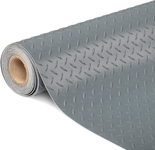 Bonnlo 7.5x17 FT Garage Floor Mat for Under Car,Thickened PVC Roll Floor mats，Waterproof Non Slip Parking Mat,Gray