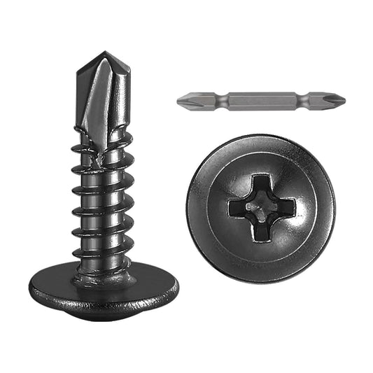 (300 pcs) Wensilon #10×5/8” for Sheet Metal Self-Tapping Screws 410 Black Stainless Steel Truss Head High-Strength Quick Tapping