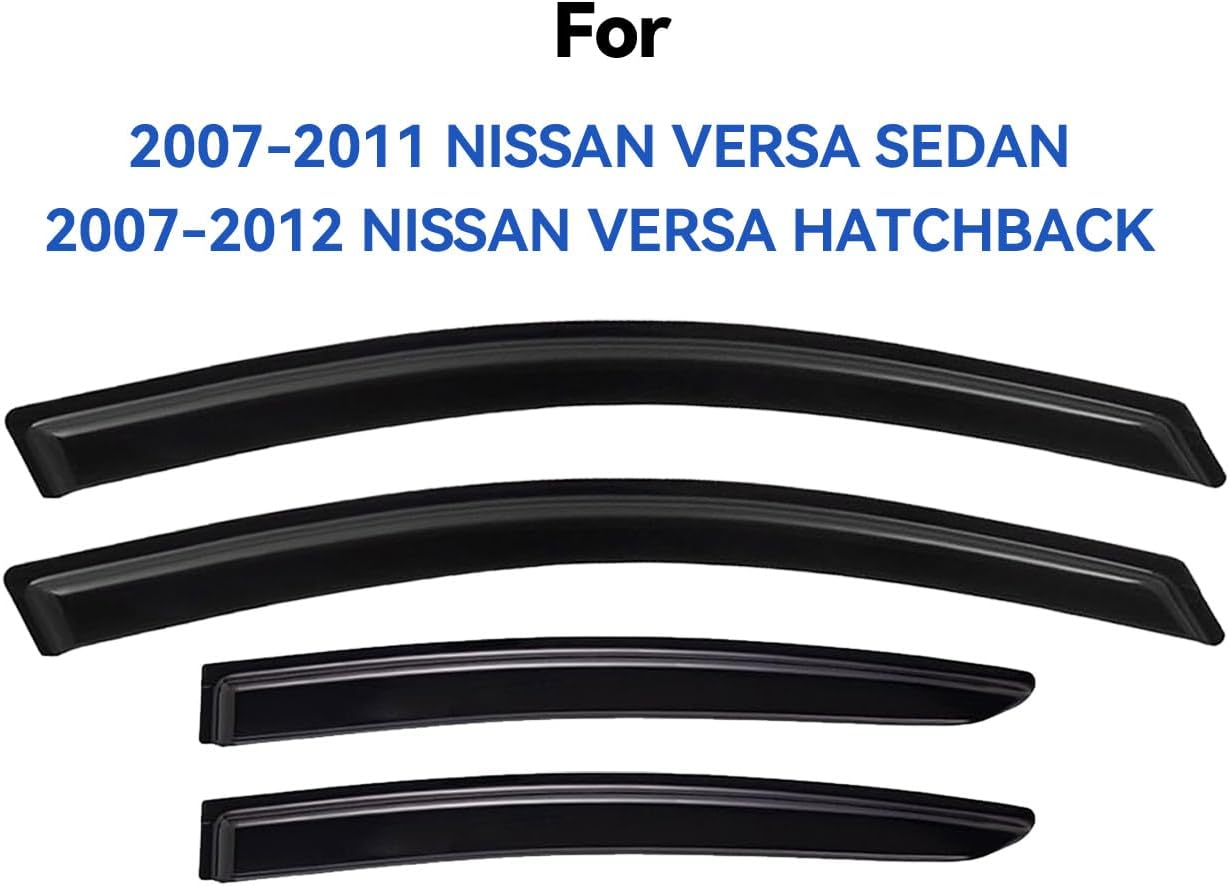 Window Visors Rain Guards Shield for 2007-2012 Nissan Versa Hatchback, Out-Channel Window Vent Wind Deflectors Visors Shades for 07-11 Nissan Versa Sedan