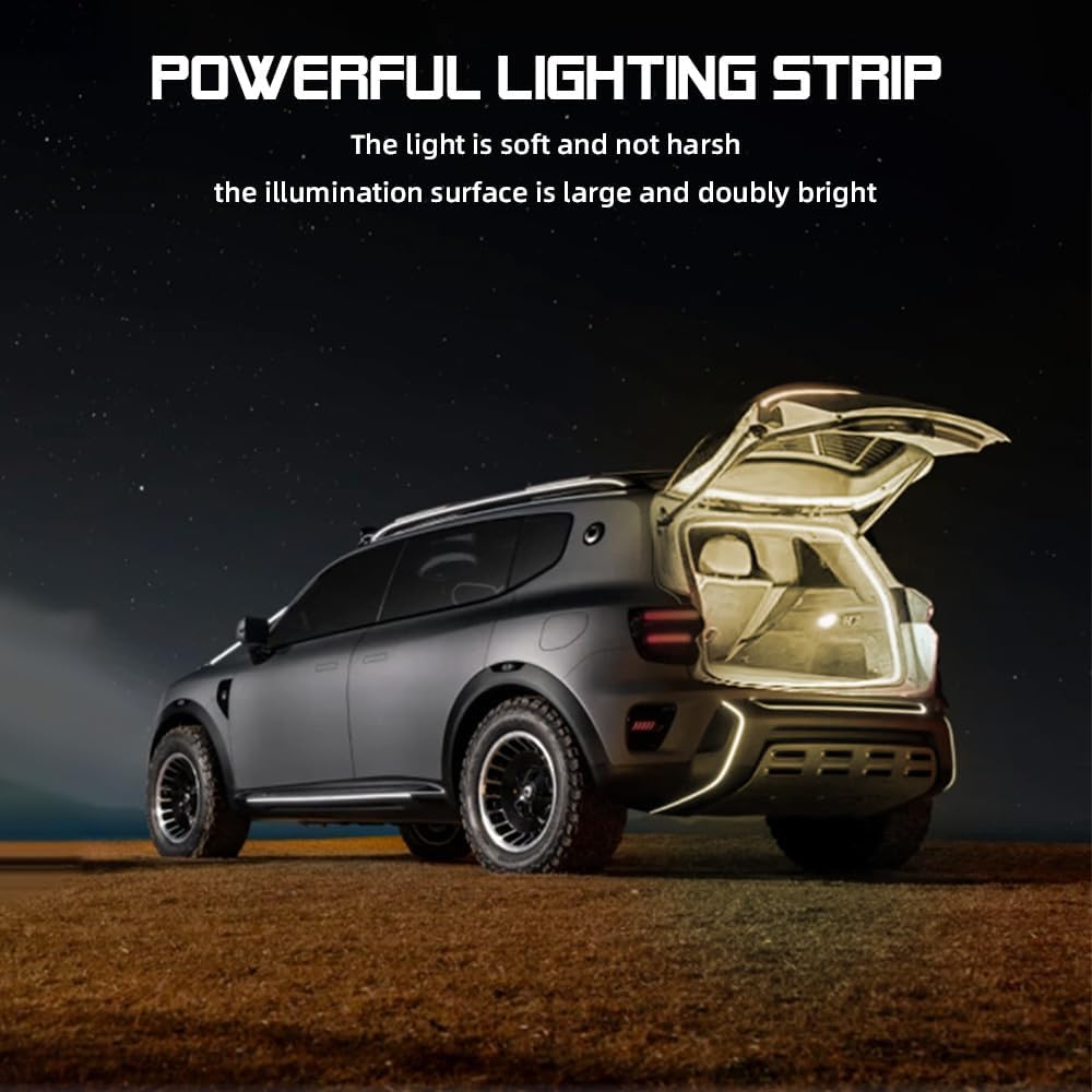 Car LED Strip Light For Trunk, 158Inch IP67 Silicone Waterproof Neon Light Strip Embedded, Flexible Cutting Universal Auto Interior Lights(Warm White)