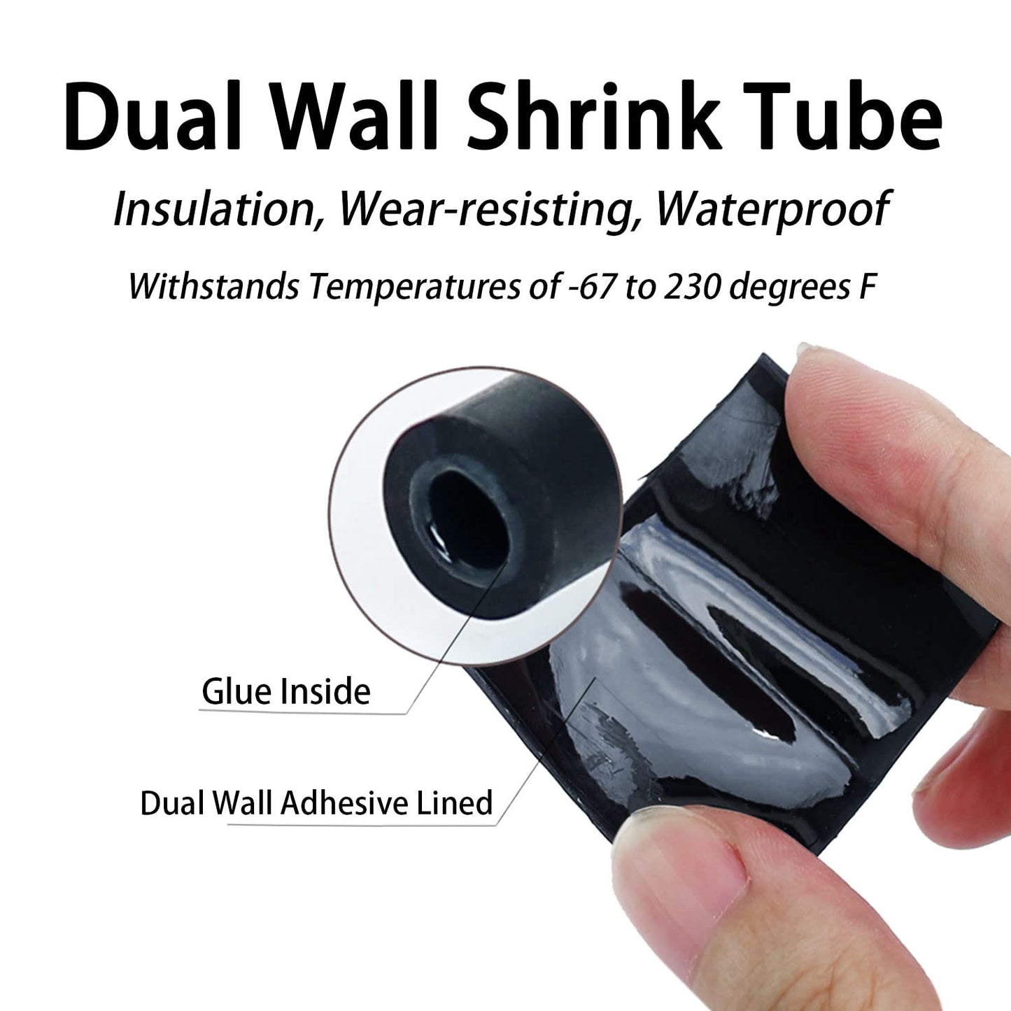 3:1 Ratio Heat Shrink Tubing Roll Adhesive Lined Industrial Marine Grade Dual Wall Heat Shrink Tube Waterproof and Sealed Black (2 inches(50 mm), 10 Feet)
