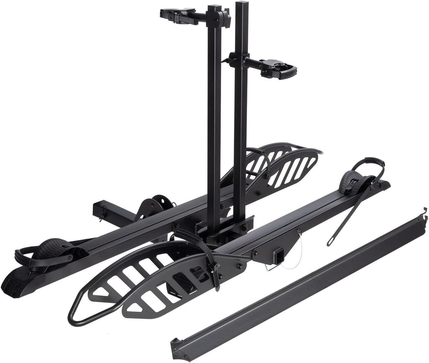CyberRack E2 Hitch 2 EBike Rack with Ramp, 200 lbs Capacity Electric Bike Carrier Foldable Platform Mount, Up to 5-inch Fat Tire Bicycle for 2'' Receiver Cars Trucks SUVs Minivans RV, Trailer