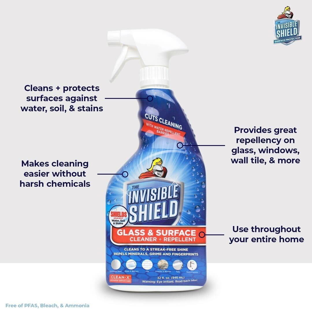 Invisible Shield Glass & Surface Cleaner and Repellent 32 fl. oz. Cleans and Protects against future dirt on multi surfaces by UNELKO- Clean-X (2)