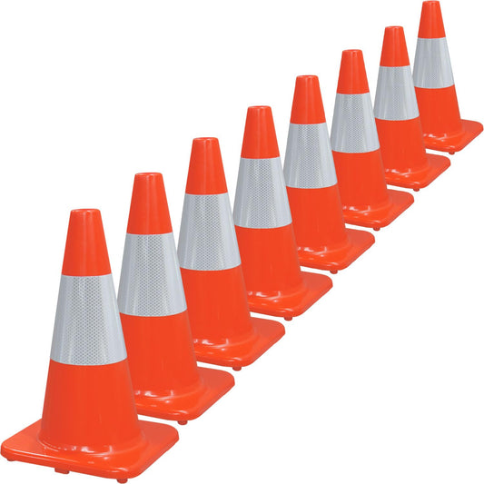 Overall Fluorescent Orange Red Integrated Traffic Cones, Road Cones for Parking Lot, Sport & Driving Training, Road Safety, Construction Events (18" Cone-8Pack)