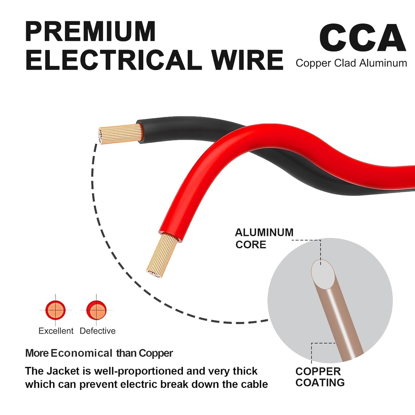 100FT 12/2 Gauge 2pin 2 Color Red Black Cable Hookup Electrical Wire LED Strips Extension Wire 12V/24V DC Cable, 12AWG Flexible Wire Extension Cord for LED Ribbon Lamp Tape Lighting