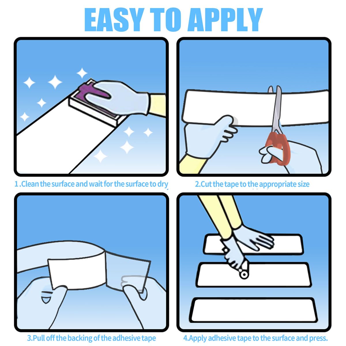 Rubber Grip Tape, Ultra-Thin Strong Adhesive Anti-Slip Waterproof Heat Resistant Wear-Resistant Cushion Pad, Making Handles or Contact Surfaces Safer, with Grip and Comfort (Clear, 1In x 10Ft)