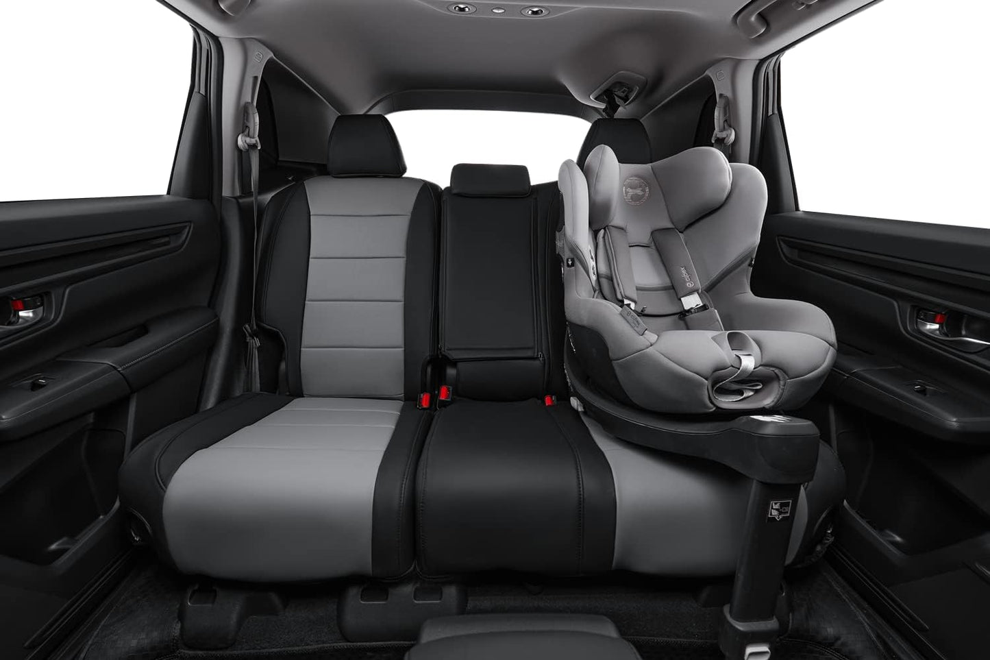 coverdream Custom Seat Covers Compatible with Select Honda CRV 2015 2016 Models - Leatherette (Black/Gray,Full Set)