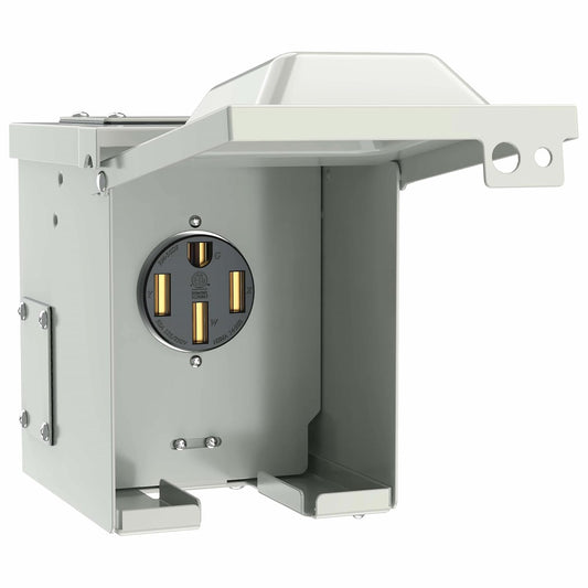 50 Amp RV Power Outlet Box, NEMA 14-50R 125/250 Volt RV Outdoor Electrical Receptacle Panel, Weatherproof, for RV Camper Trailer Motorhome Electric Car Generator