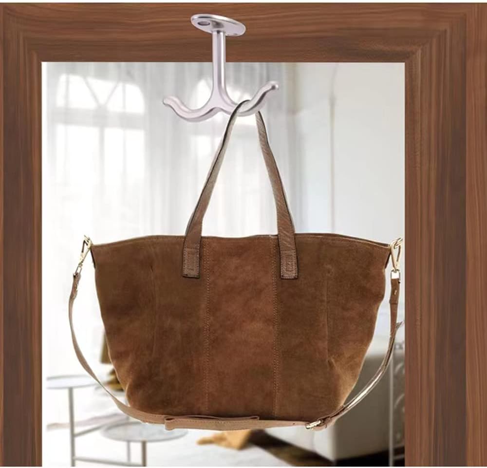 10 Pcs Zinc Alloy Ceiling Double Hook Cabinet Wardrobe Coat Towel Hat Hook Hooks Under Cabinet Shelf (Antique Bronze)